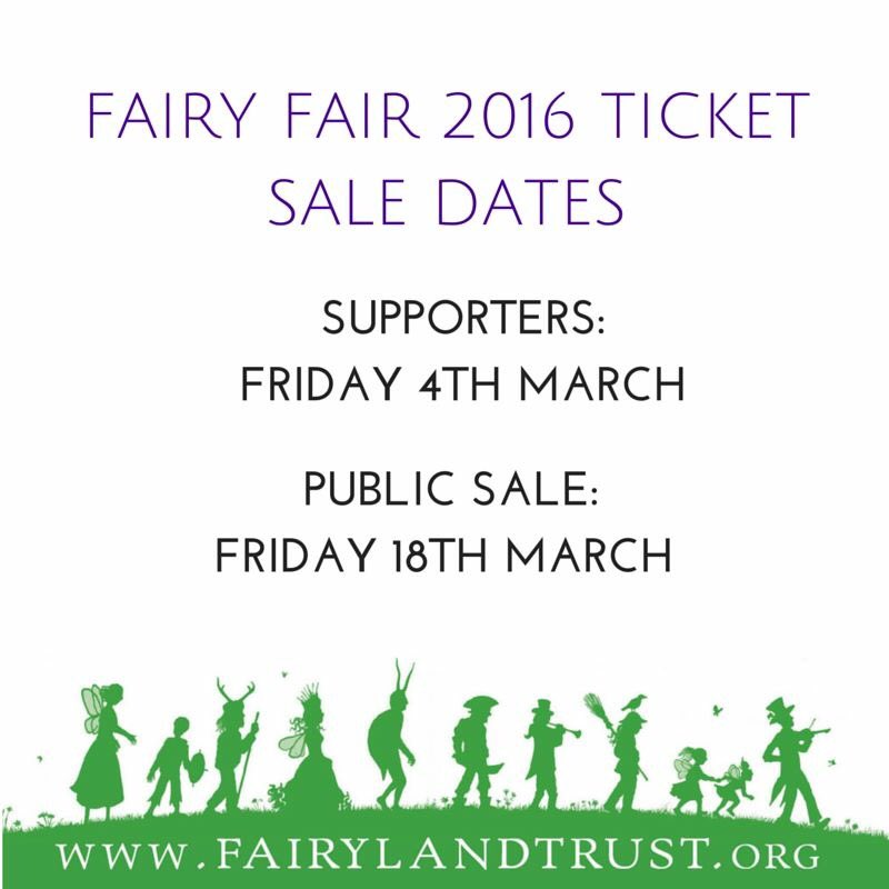 Wooohooooooo, Fairy Fair 2016 tickets go on public sale Friday 18th March. 👍🏻🌳🌿🍃🌺🍄🍄🍄