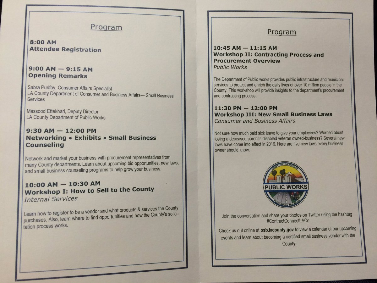 HildaSolis's tweet photo. @LACoSmallBiz @LAPublicWorks Great job with today's program!  #ContractConnectLACo https://t.co/l0gNL74QYe