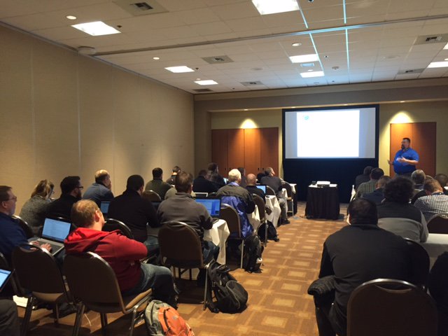 Compunetbiz's tweet photo. Information security preso at the #IETA16 our own Sr Security Architect Darrin Good-standing room only! #Infosec https://t.co/cwcNgNoBwE