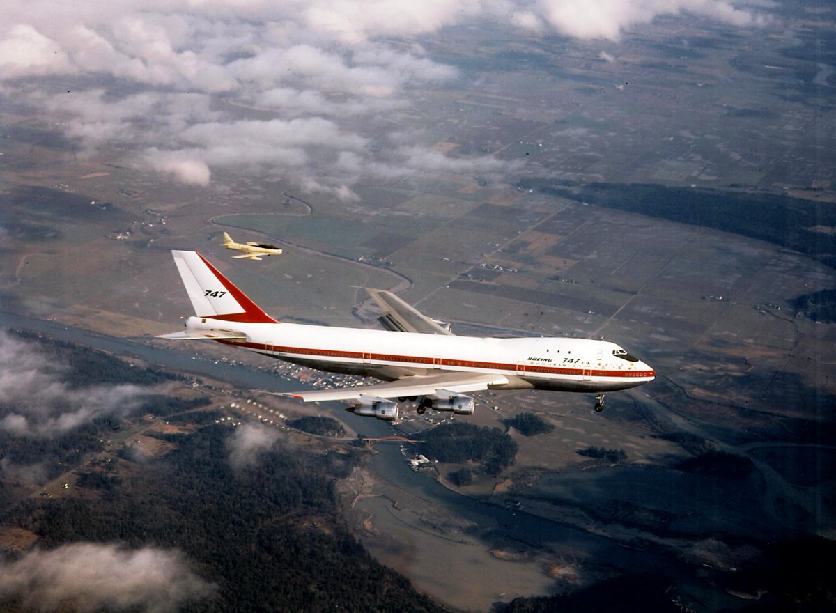 BoeingAirplanes's tweet photo. Celebrating our Centennial: 47 years ago today, the 747 took its first flight. #Boeing100 https://t.co/aFQgebQL2h https://t.co/wIyJ1W0J4R