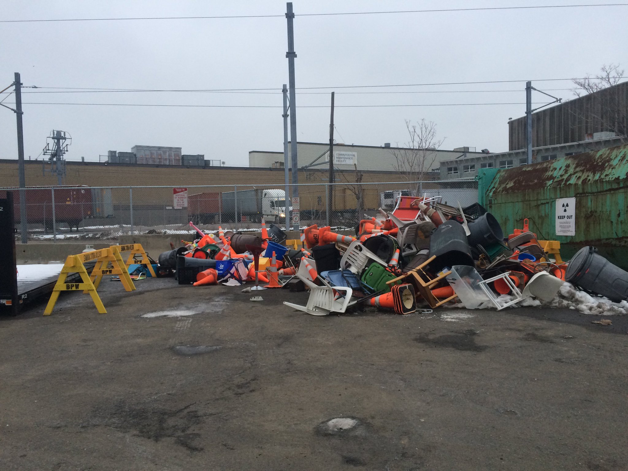 Chairs, traffic cones, 'booby trapped' paint cans? With Boston