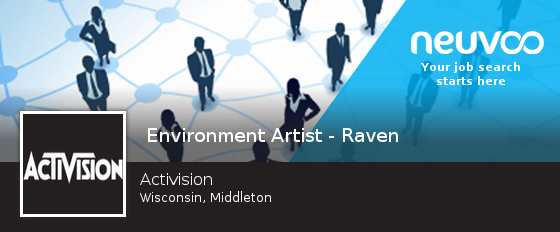 NeuvooMadison1's tweet photo. # Environment #Artist - Raven needed in #Middleton at Activision. Apply now! #jobs https://t.co/1Bdmk6W4YF https://t.co/UNmB6e4cnB