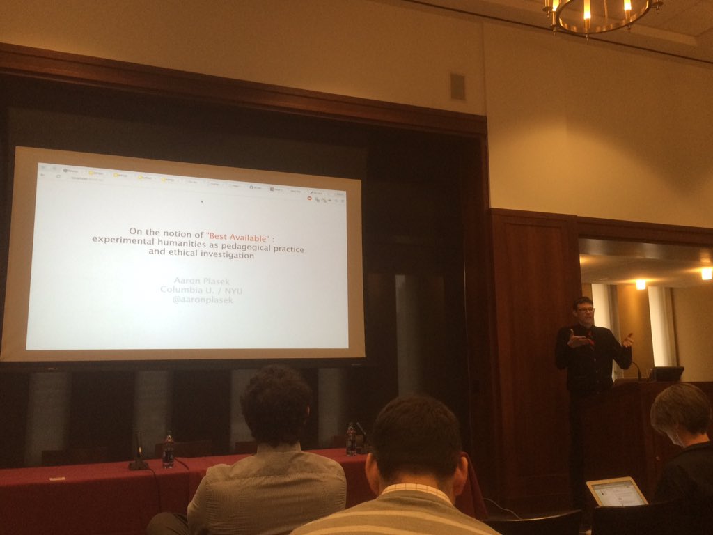 ChristyPottroff's tweet photo. #NYCDHWeek @AaronPlasek On DIY tech-side-problem-solving in the Digital Humanities https://t.co/LoawIOJ3ZA
