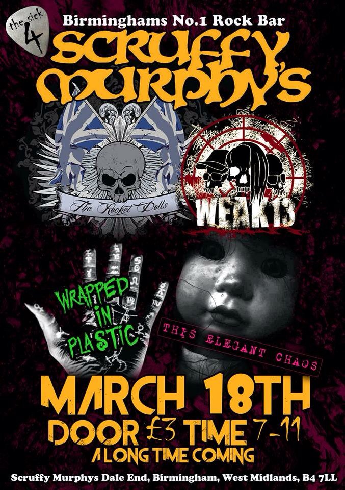 WEAK13 (@weak13) on Twitter photo WEAK13 playing Scruffy Murphy's with a wealth of great bands #theSick4 March 18th #Birmingham <a href="/ScruffysBrum/">Scruffy Murphys</a> WEAK13 playing Scruffy Murphy's with a wealth of great bands #theSick4 March 18th #Birmingham <a href="/ScruffysBrum/">Scruffy Murphys</a>