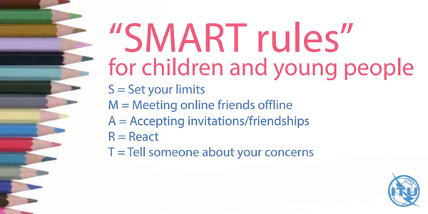 UN's tweet image. Discover the SMART rules for Child #OnlineSafety - @ITU ow.ly/Y7KGv 
#SID2016