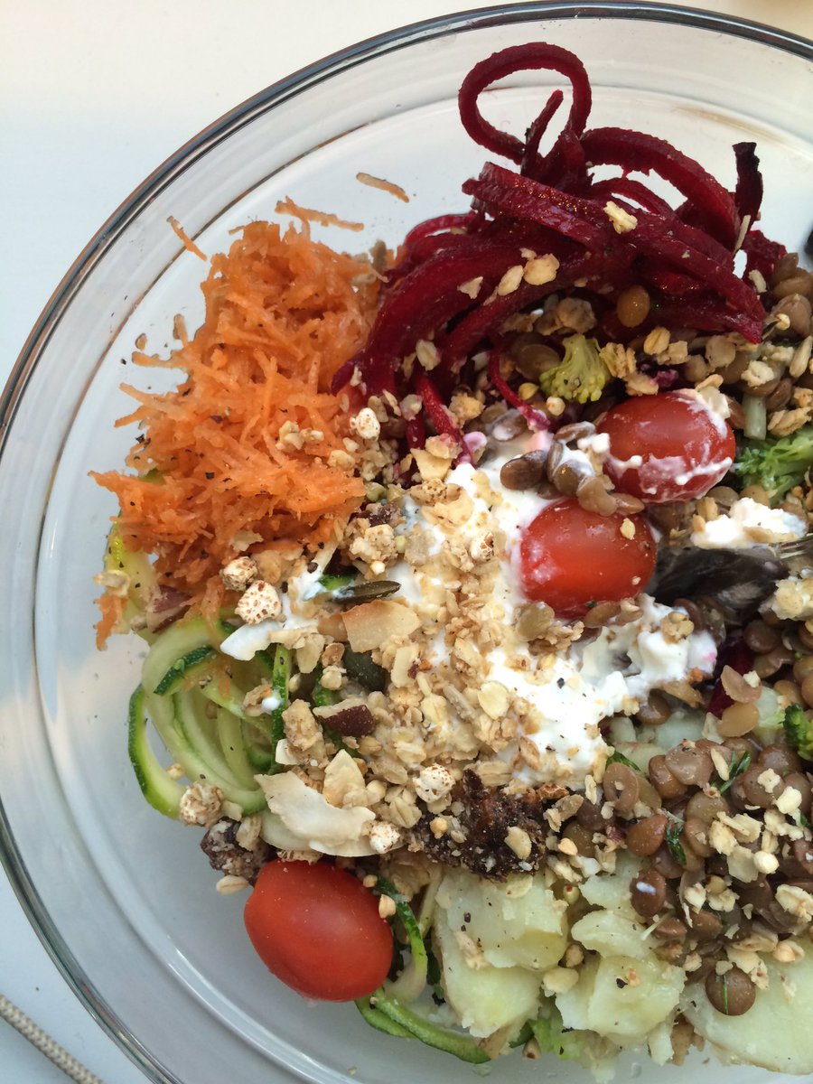 HuskAndHoney's tweet photo. Scoop of #huskandhoney #granola on a superfood salad? 👊🏼 Got to balance out the #pancakes somehow... #versatilefood https://t.co/LKRVqPc7pN