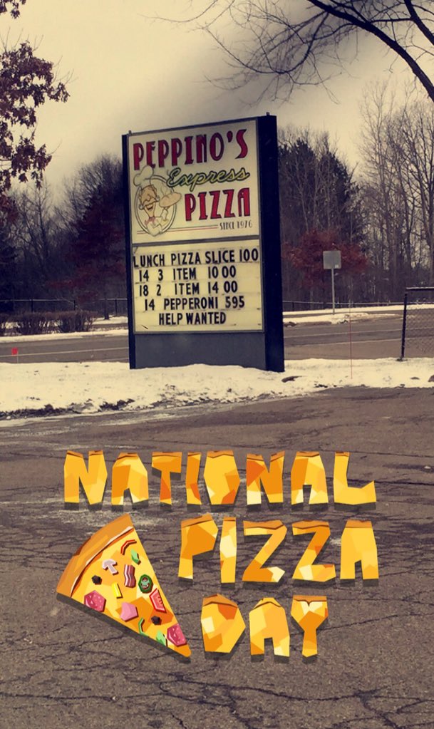 Peppinosxpress's tweet photo. Guess what day it is! What better way to celebrate national pizza day than with some good ole Pepp's?!🍕 https://t.co/S4Ok3qpK1C