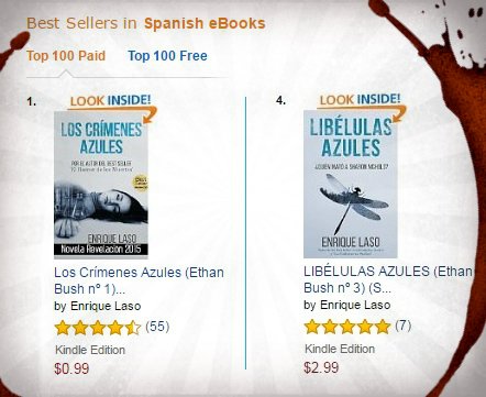 enriquelaso's tweet image. #Amazon #Kindle #BestSellers #Spanish 
Nº1 -LOS CRÍMENES AZULES
Nº4 -LIBÉLULAS AZULES
LINK▶tinyurl.com/ethanUSA
