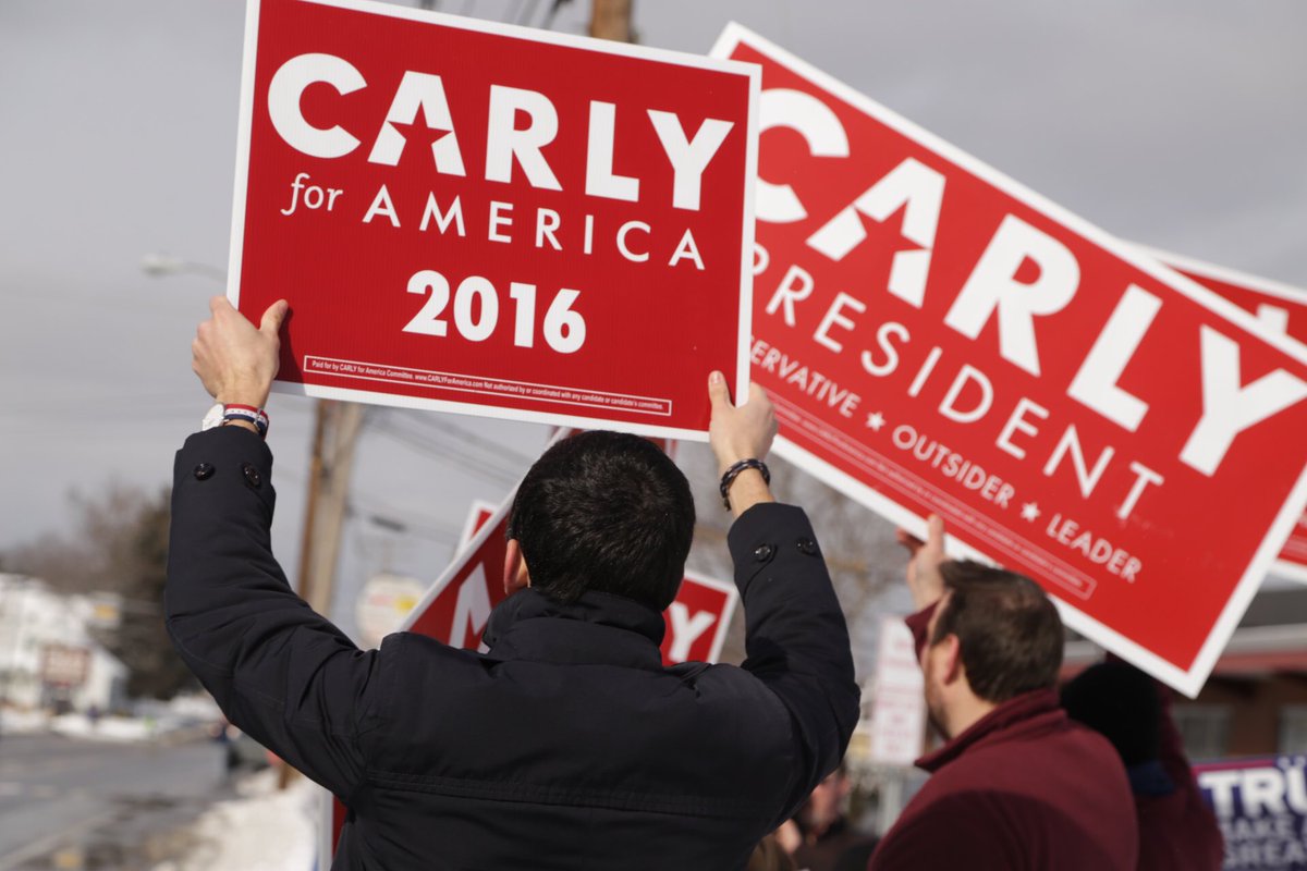 CARLYforAmerica's tweet photo. We love seeing @CarlyFiorina support all over New Hampshire! #Carly2016 #JoinTheSurge #fitn #nhpolitics https://t.co/DJ4padGWzQ