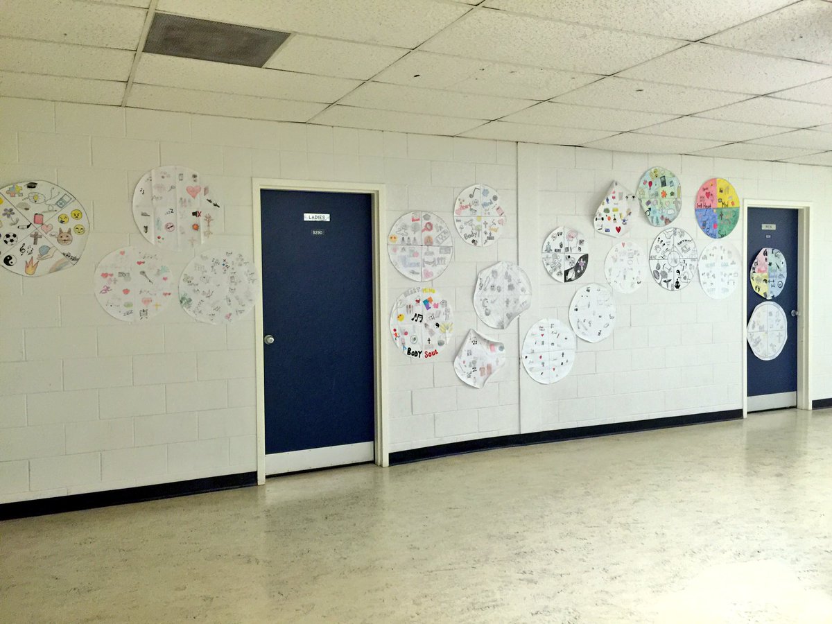 MissThibeault's tweet photo. My beautiful class' beautiful medicine wheels - heart, mind, body, and soul. #ethics9 @RCSD_No81 @miller_src https://t.co/dR6sh1rP4S