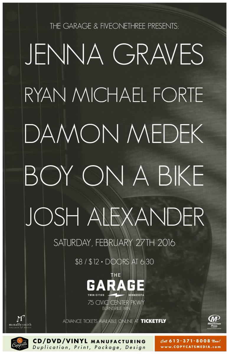 \\ FEBRUARY 27 @ THE GARAGE. we're gonna play a chill, stripped down set. come hang out :)