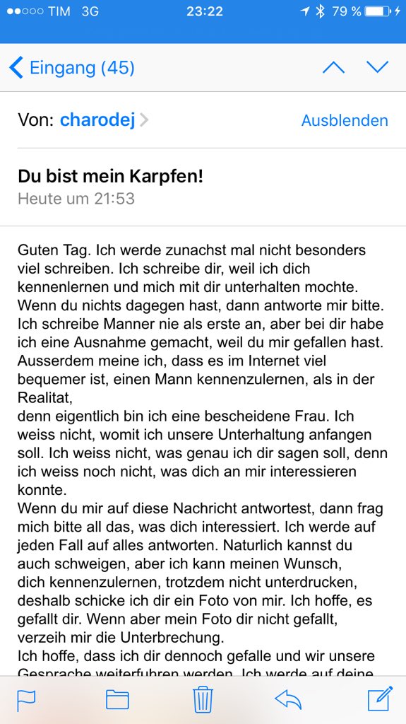 katjavonderburg's tweet photo. Also der Betreff hat mich echt gecatched! Äh. Gefangen. Wie so'n oller Karpfen halt! #spam2.0 https://t.co/XjlUzhloqS