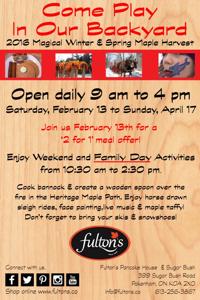 TheMillstone1's tweet photo. "Maple Harvest" starts at Fulton's -- February 13 -  https://t.co/wvLfFfiiDQ https://t.co/o40rV6uoxy