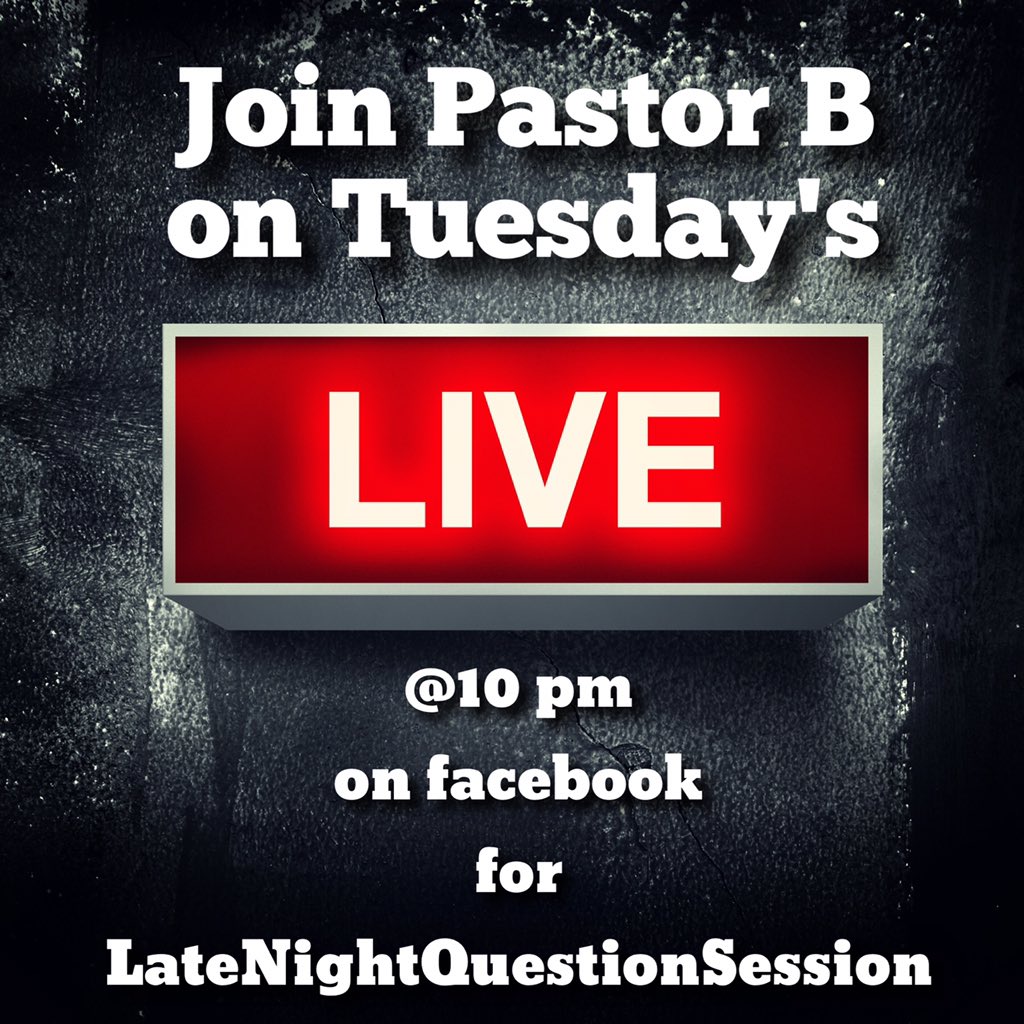 iAMChurchDallas's tweet photo. Pastor B will be live on Facebook tonight for a Q&amp;A if you have any questions ask away! 10 pm https://t.co/72RSAHm2RO