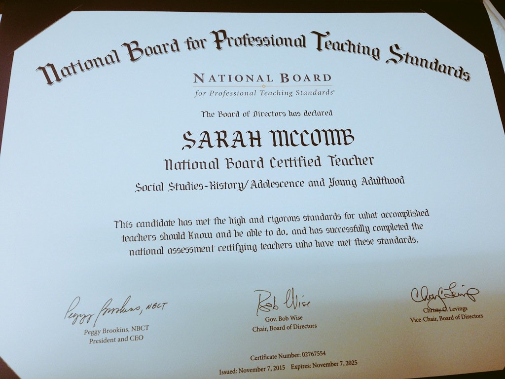 LadyMcComb's tweet photo. Feeling accomplished! #NBCT https://t.co/nyYtwVfIEF