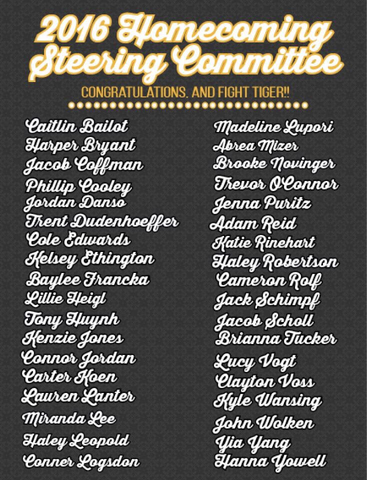 MU_Homecoming's tweet photo. Congratulations to our 2016 Homecoming Steering Committee! #MIZ105HC https://t.co/ZhPSsihAVR