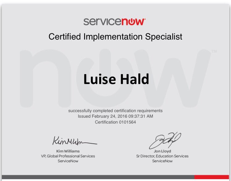 LuiseHald's tweet photo. One more...Only a half years of experience 🤓 #servicenow #implementationspecialist #certification @BusinessNowInfo https://t.co/Uy7q9UEQsv