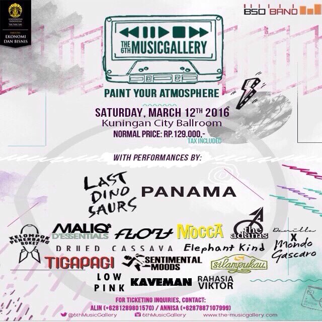 BSO BAND FEBUI Proudly Presents THE 6TH MUSIC GALLERY "Paint Your Atmosphere" grab your ticket now! @6thMusicGallery