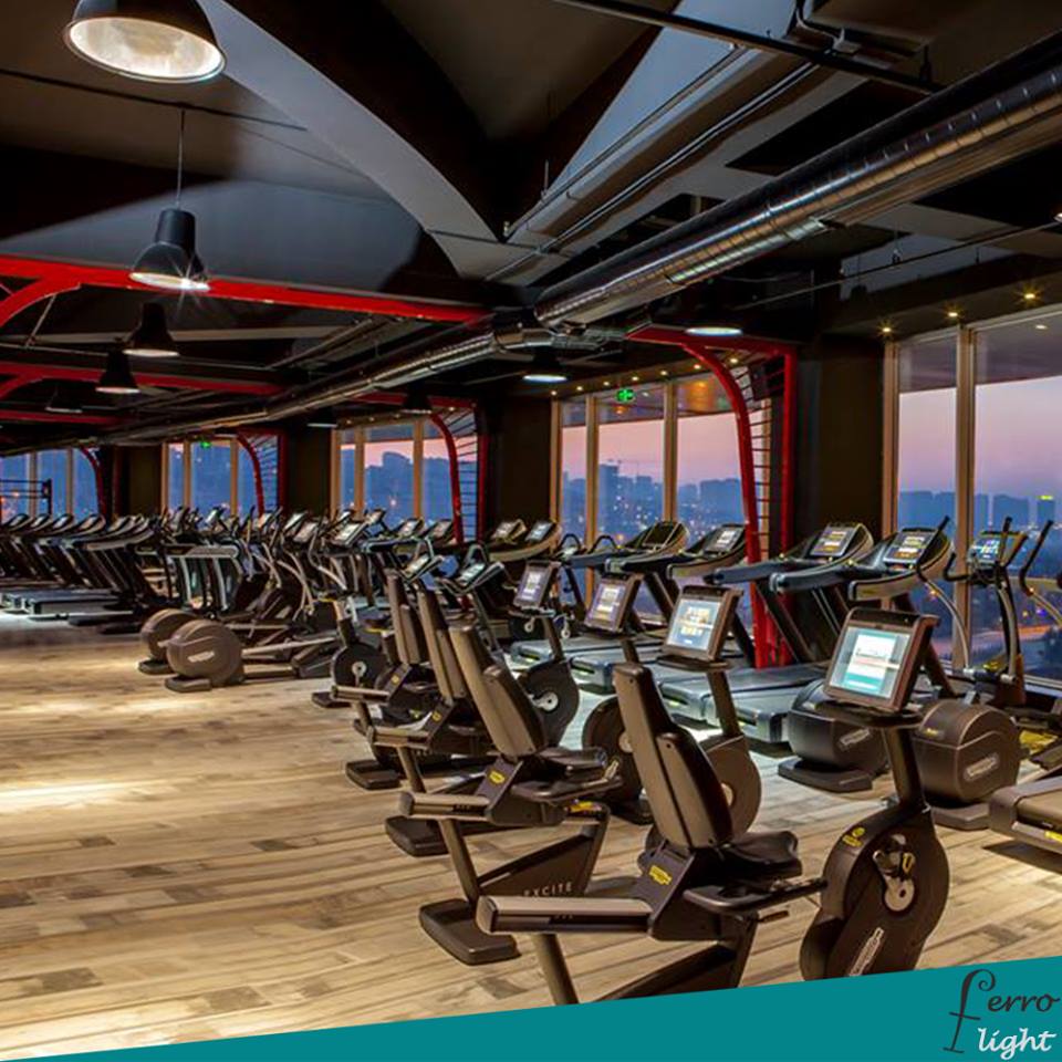 Aydınlatmasını yapmış olduğumuz 7 / 24 Fitness salonu.