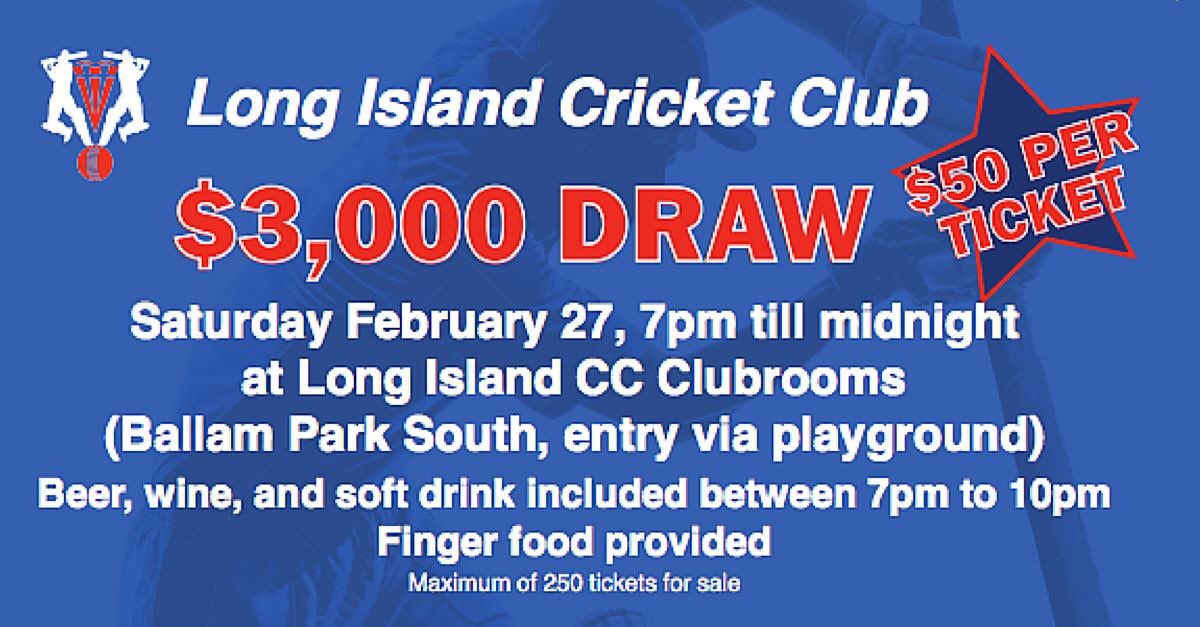 LongIslandCC's tweet photo. $3,000 draw tickets | last chance to buy your tickets now. Support the club! https://t.co/zCconNvYsV