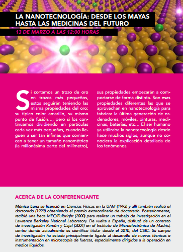 UamCsic's tweet photo. "Nanotecnología: desde los mayas hasta las medicinas del futuro" https://t.co/R4p3MncYQm 13/3 en @muncyt @UAM_Madrid https://t.co/FqVbbOfMf1