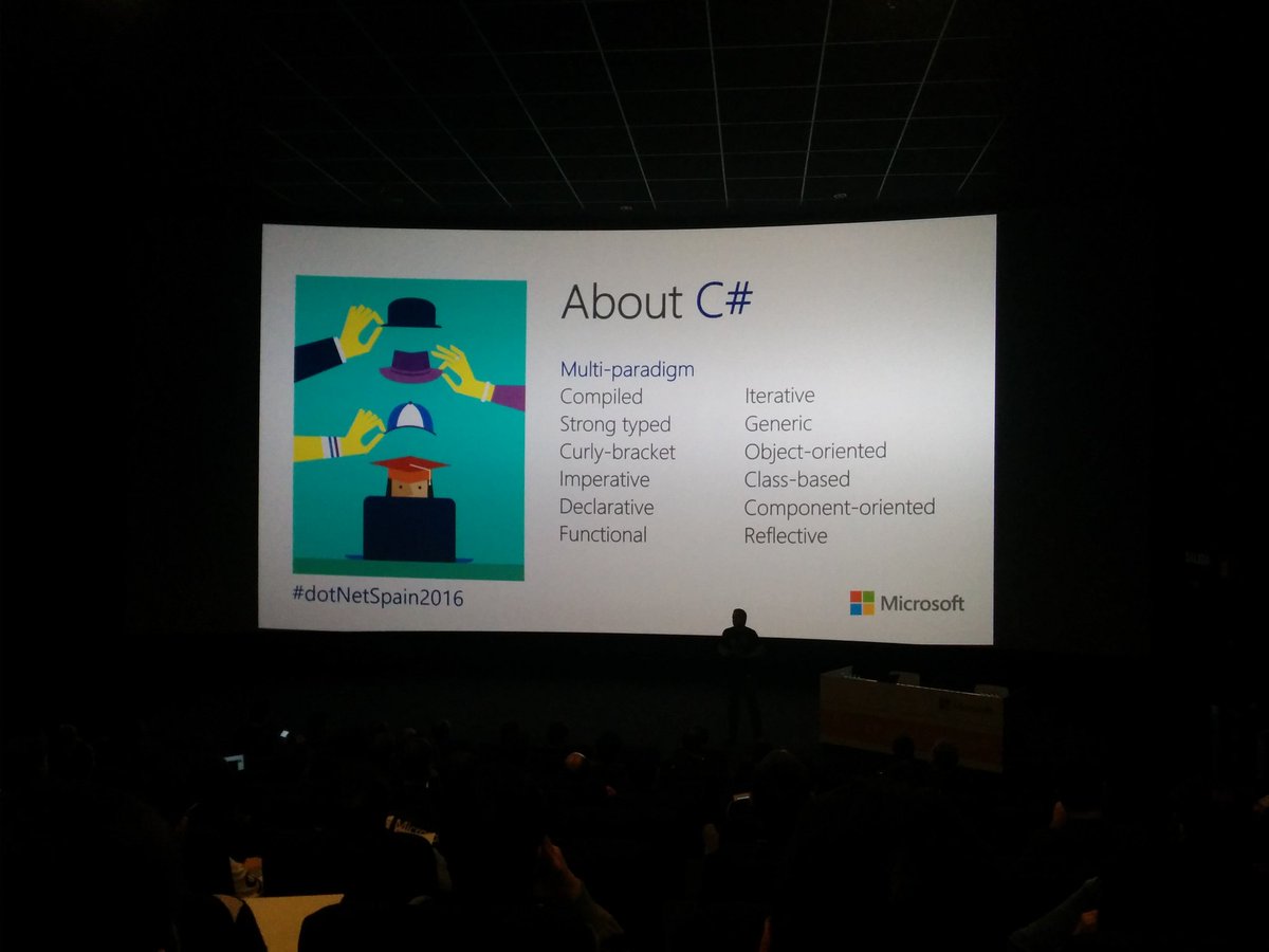 scarcraft's tweet photo. @RiojaDotNet #dotNetSpain2016 C# funcional? Pues claro que sí https://t.co/b2Fw5GRFMP
