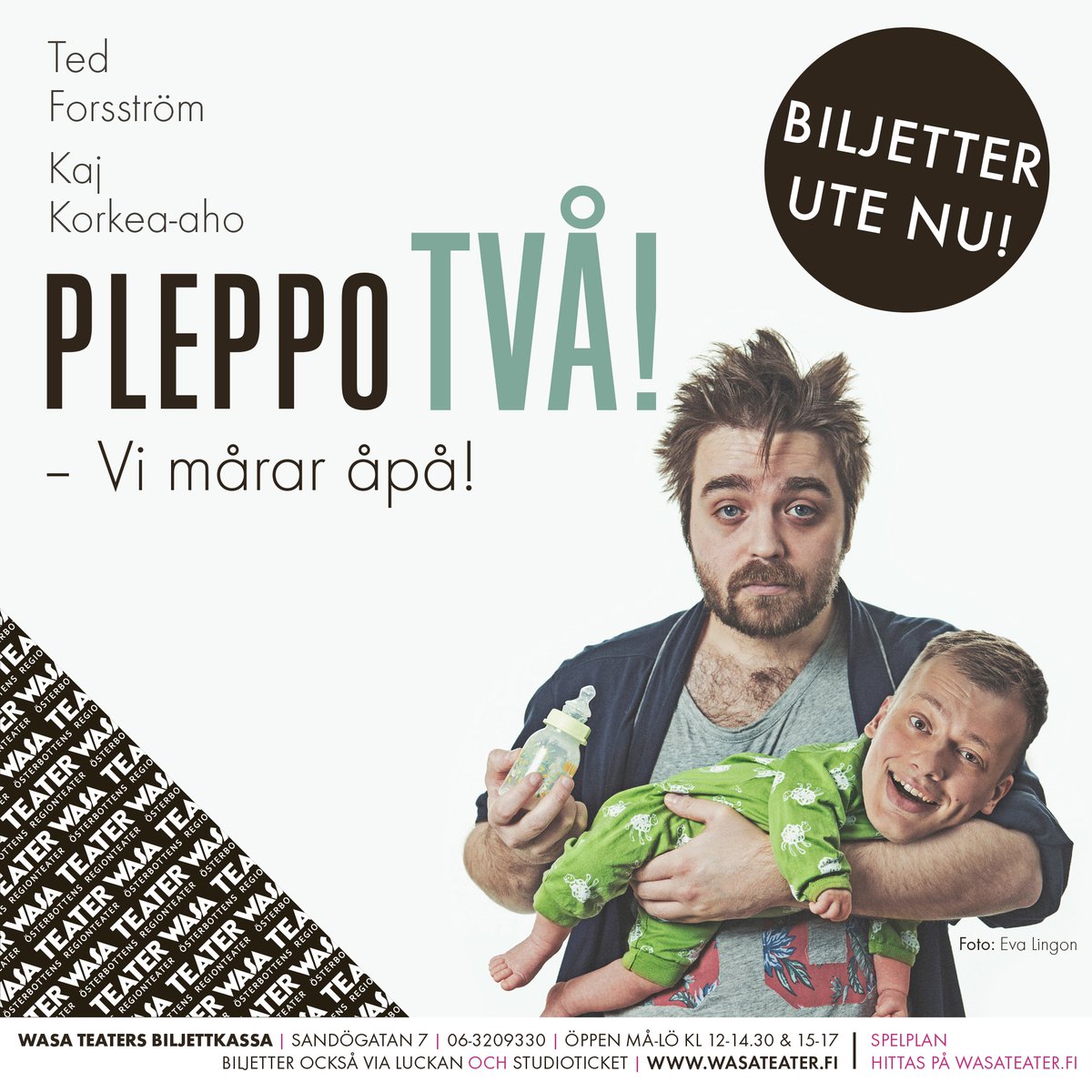 TedForsstrom's tweet photo. Biljetter till PLEPPO TVÅ! - Vi mårar åpå! finns nu till salu på https://t.co/rx2MWDWzfS! #pleppo #tedochkaj https://t.co/D3Xp82r6mq