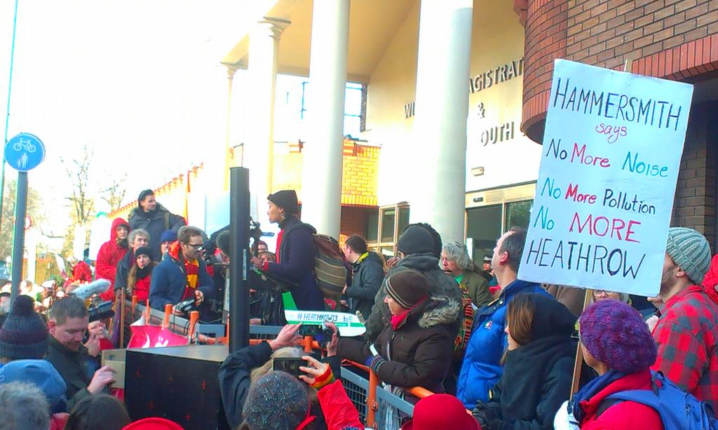 reclaimthepower's tweet photo. Huge turn out at Willesden Magistrates court for the #Heathrow13. Sentencing not expected until 3pm.@planestupid https://t.co/hgtzHbPW2j
