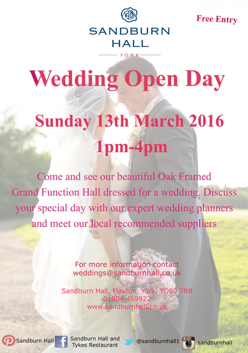 Don't forget our Wedding Open Day on Sunday 13th March! #York #weddinghour