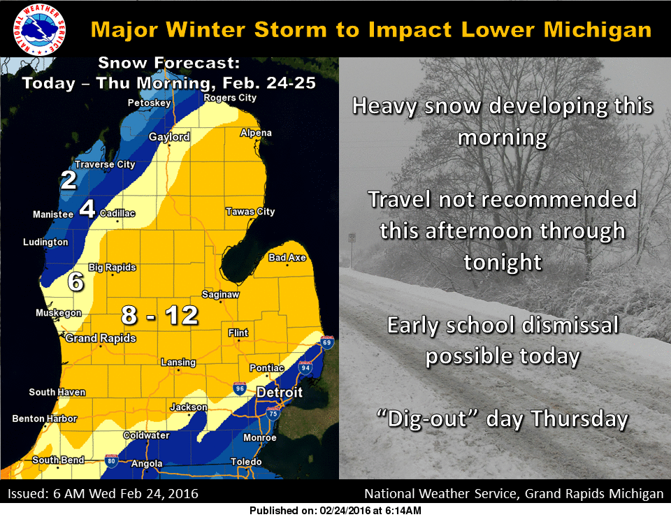 Winter storm to impact much of lower michigan today through midday