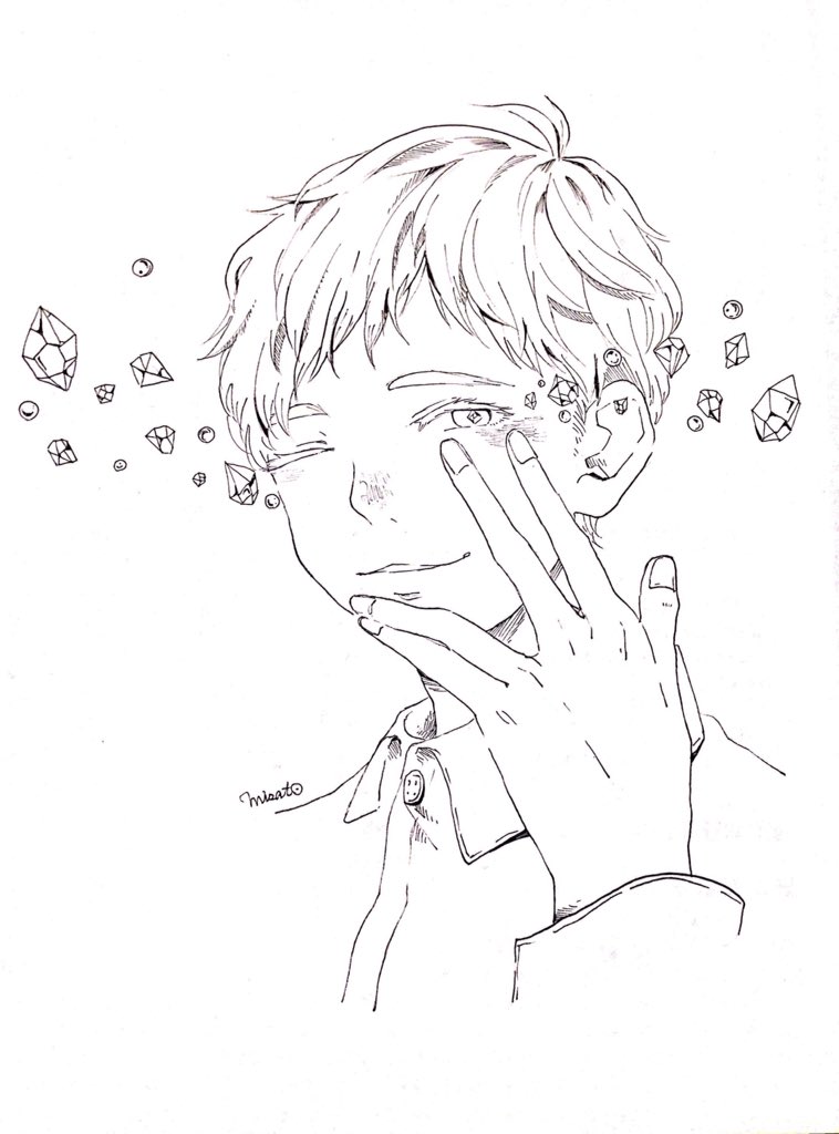 以前描いた少年の線画が発掘されたので、よかったら塗り塗りしてください!!! 