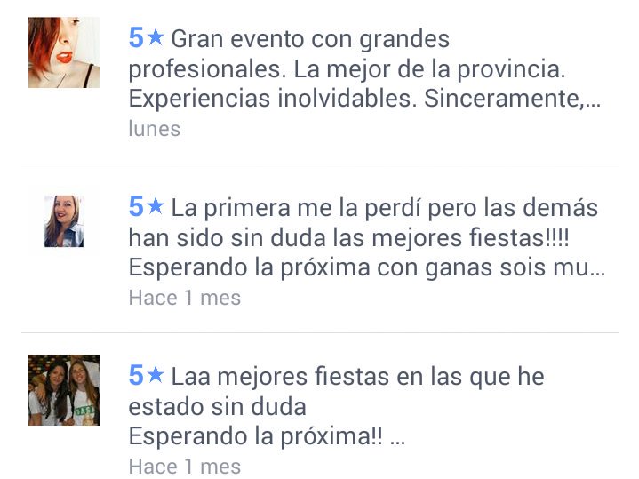 hartysevents's tweet photo. Algunas de vuestras opiniones!GRACIAS por confiar en nosotros y hasta la siguiente Harty's<3
https://t.co/2sZaEiWFJk https://t.co/O347YcBchg