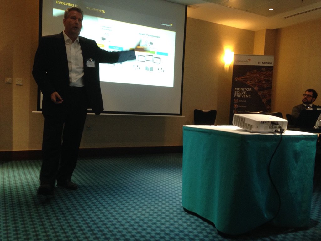 solarwinds's tweet image. Senior Director of Product Marketing Troy Bailey discussing #NetworkControl in London at our event with @Nu_Kenson.