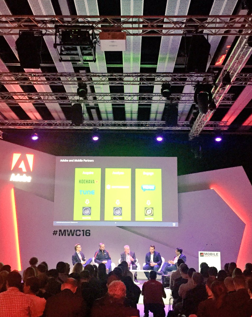 mfg's tweet photo. #mwc16 - @PeterHamilton on the @Adobe stage leading their mobile partner customer acquisition + engagement talk https://t.co/l93RLGQBIm
