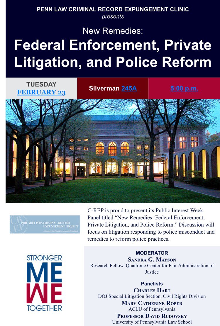 CREPinfo's tweet photo. Join us tomorrow at Penn Law for an awesome panel. Reception to follow and CLE will be offered. https://t.co/JBx0PjDvpd