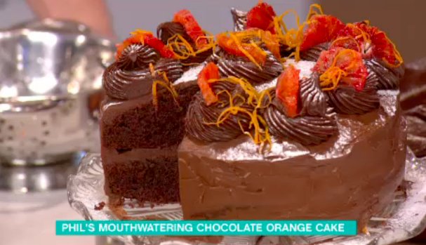 thismorning's tweet image. We can't get enough of @philvickerytv's squidgy blood orange chocolate cake- YUM!  itv.com/thismorning/fo…