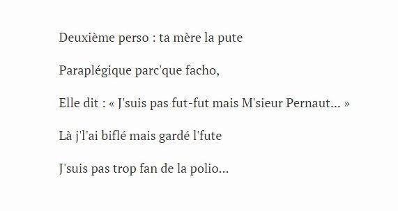 Tribune de <a href="/libe/">Libération</a> qui déplore la liberté de création d'Orelsan. Le Poème d'actu disagree ! premiere.fr/Fluctuat/Poeme…