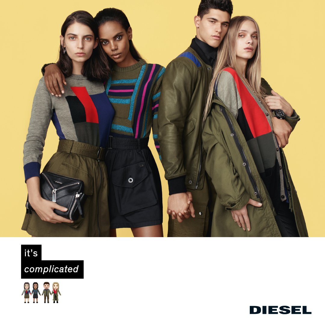 DIESEL's tweet photo. Relationship status? It's complicated #dieselspringsummer16 #dieselhashtag https://t.co/p9c3F7B9uw https://t.co/6MslmdewLO