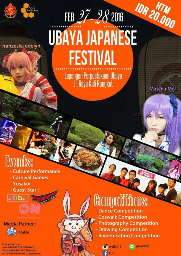 DPM_FT_Ubaya's tweet photo. Rundown Ubaya Japanese Festival
#ujf2016 #ubaya #surabaya #japanesefestival #japan #reon #akibastreet #chocolatino https://t.co/svIIE1zCl7