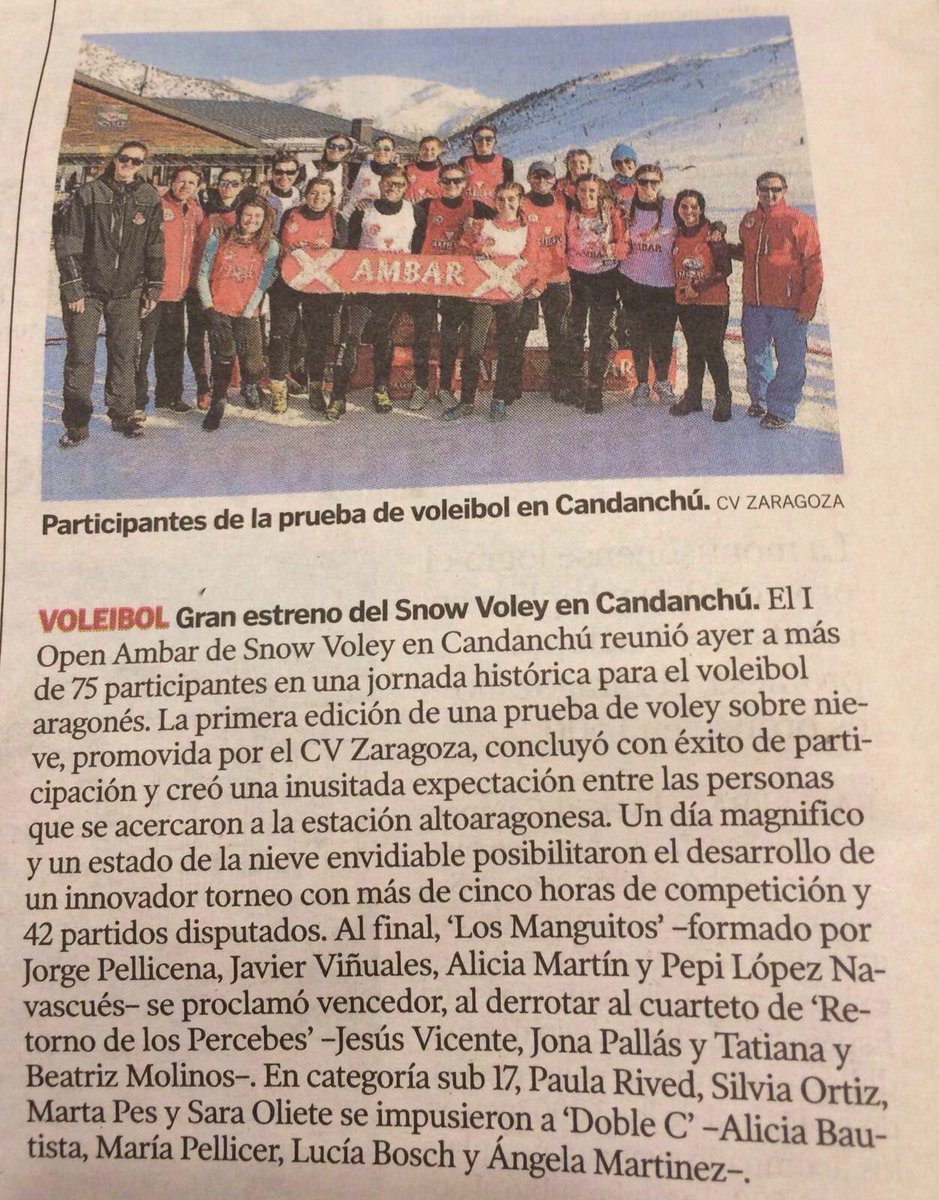 El diario <a href="/heraldoes/">Heraldo de Aragón</a> se hace eco del <a href="/cervezasambar/">Cervezas Ambar</a> #SnowVoley de #Candanchu. #Multivoley2016
