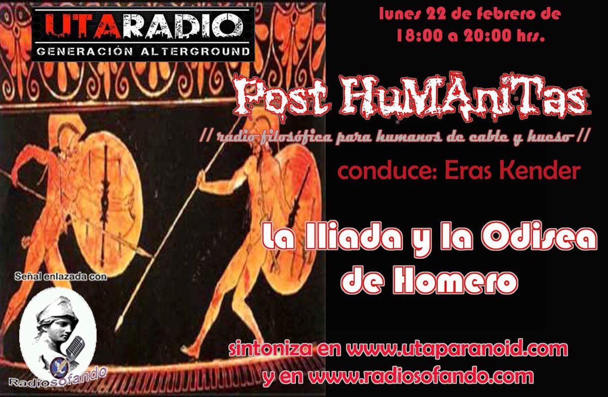kenderi's tweet photo. Hoy a las 6 de la tarde #PostHumanitas con #ErasKender por UTA Radio @RadioUtaKlub @PARANOIDUTA https://t.co/9RrHIliMBk