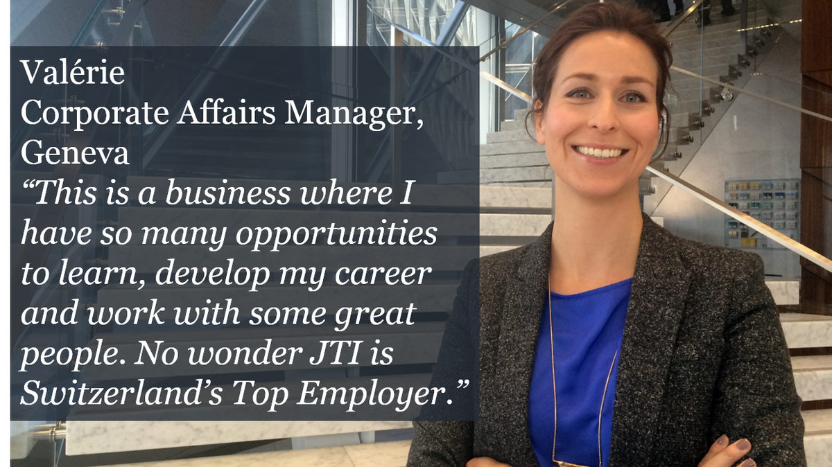 JTI_World's tweet photo. #Whodhavethought a tobacco company would be #1 @TopEmployer in #Switzerland? #careers #TECD2016 https://t.co/QC4VVwabdP