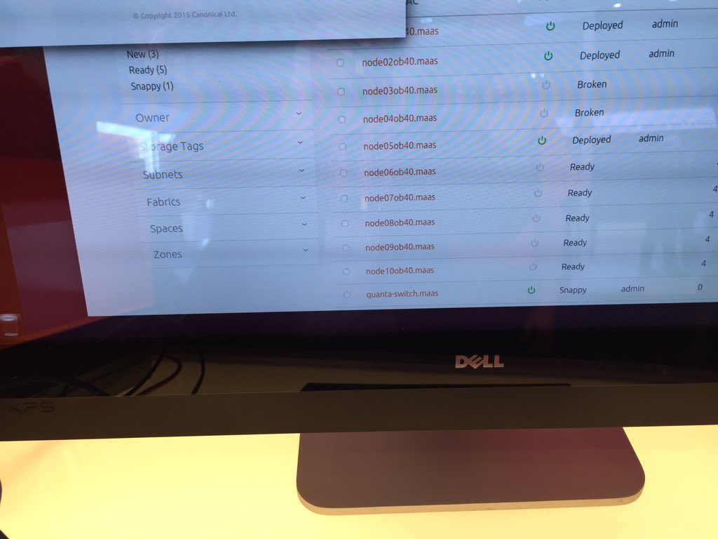 At the #Ubuntu booth #MAAS &amp; #UbuntuCore running on #ONIE based switches deploying on bare metal #MWC16