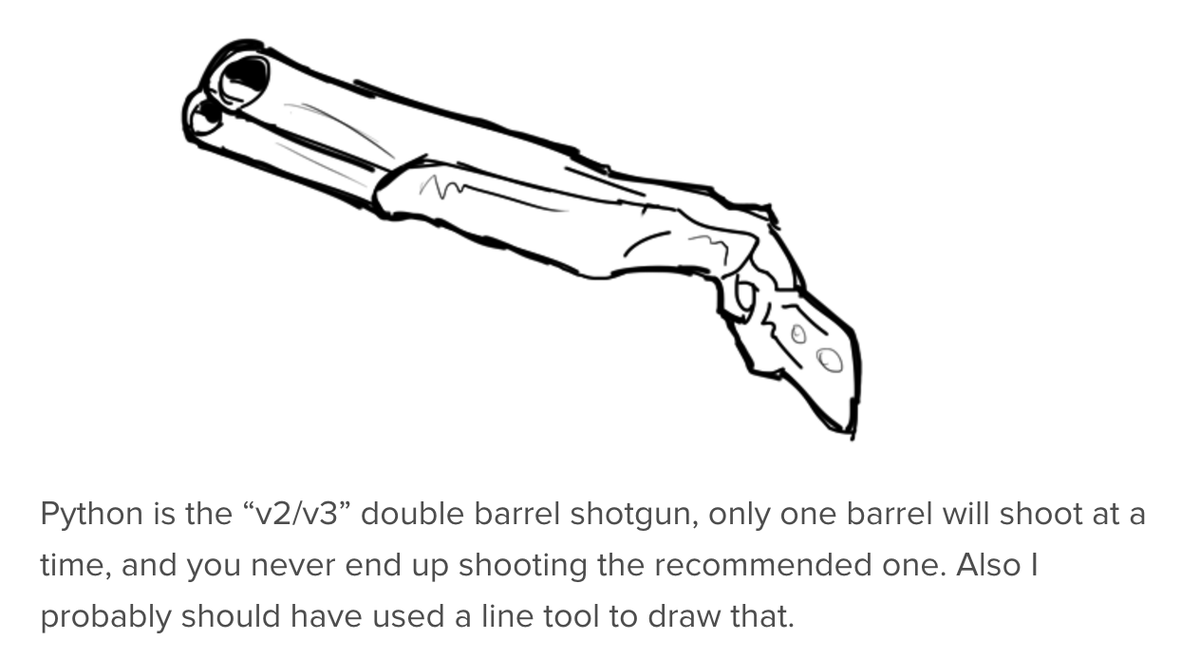 randal_olson's tweet photo. This is great --> "If #programming languages were weapons" #Python #JavaScript #Scala

https://t.co/z1MyNvTuct https://t.co/VVZZFrTWS6