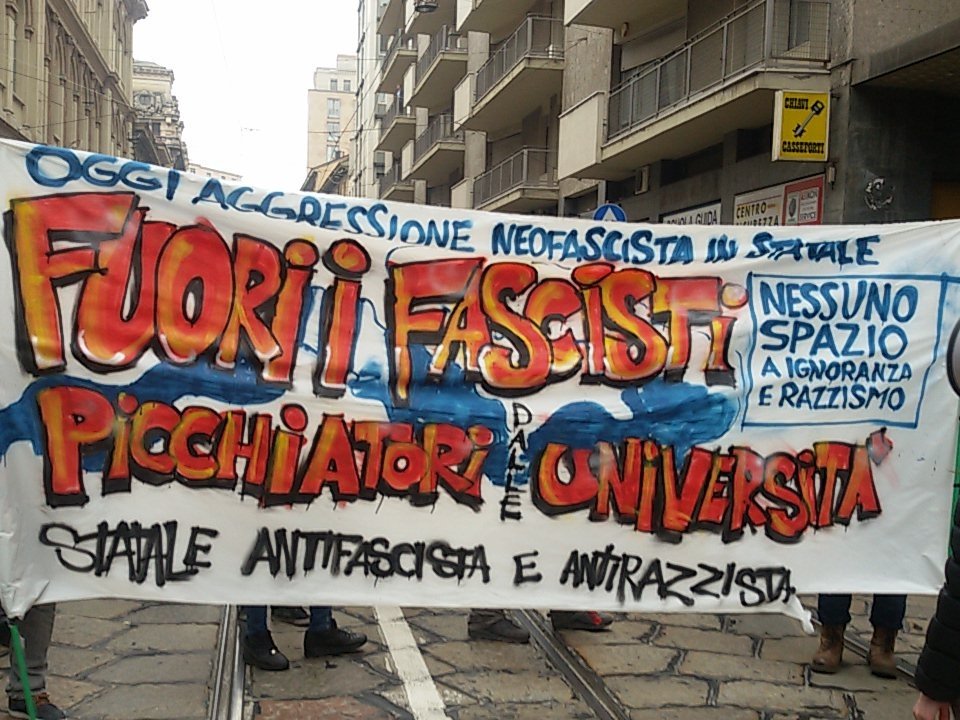 30neofascisti d Lealtà e Azione in università a fare una vera caccia all'uomo indiscriminata #antifa StataleLibera!