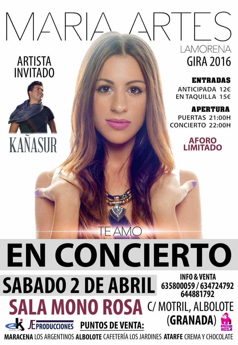 @lamorenagranada  EN CONCIERTO, SÁBADO 2 DE ABRIL EN <a href="/MonoRosaGranada/">Mono Rosa Granada</a> ALBOLOTE (GRANADA) POR 12€, ENTRADAS 635800059