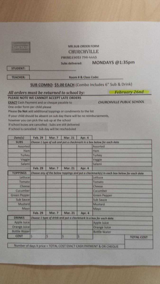 K8Allie's tweet photo. SUB ORDERS ROUND 3.
Forms coming home tonight!
ORDERS DUE FRIDAY! https://t.co/58huR3XuDD
