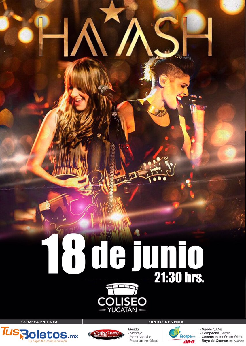 HaAsh_Merida's tweet photo. Confirmada la fecha de @haashoficial en #Merida pendientes será el 18 de jun @Coliseo_Yucatan boletos @TusBoletosMX https://t.co/IL6mDR0xSl