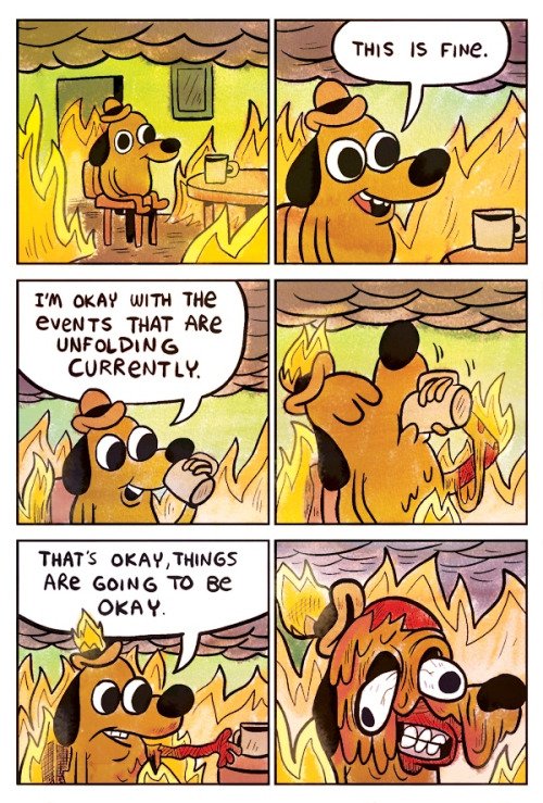 misterorange's tweet photo. We don't need no emergency bans! #ThisIsFine #ModernIsFine https://t.co/7jzzCpwwuq