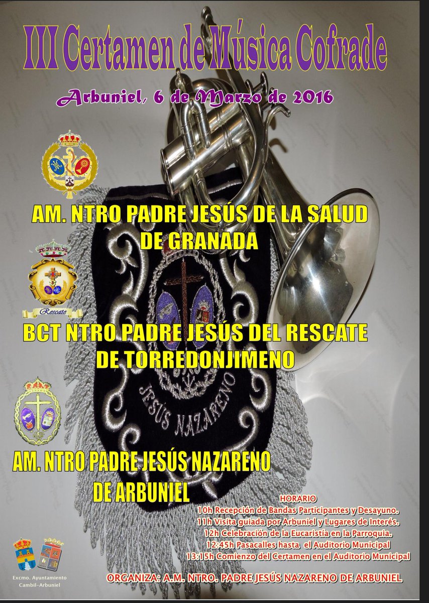 <a href="/saludelavega/">AM La Salud</a> <a href="/BandadelRescate/">Banda del Rescate</a> <a href="/cofradesjaen/">Semana Santa Jaén</a> <a href="/CondondeJaen/">Condón De Jaén </a> <a href="/pasionenjaen/">Pasión en Jaén</a> <a href="/RTJAEN/">RT JAEN</a> @SentirCofradeJ